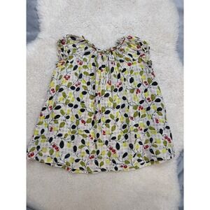 Bonpoint 12M Baby Girl Cherry Botanical Print Blouse Cottagecore French Designer